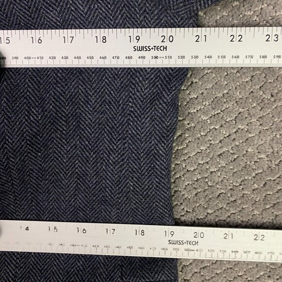Lands End Lambs Wool Herringbone Tweed Blazer Sport Coat Men's 39R Blue Black - Picture 11 of 16